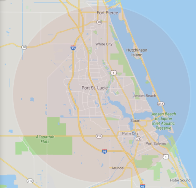 coverage area map from port st lucie